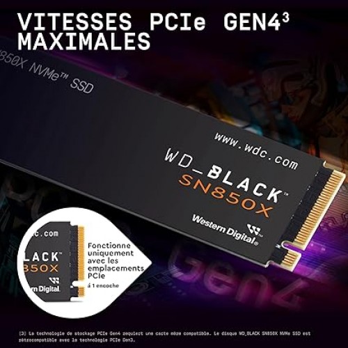 SSD Western Digital WD Black SN850X 4 To  PCIe 4.0 NVMe M.2